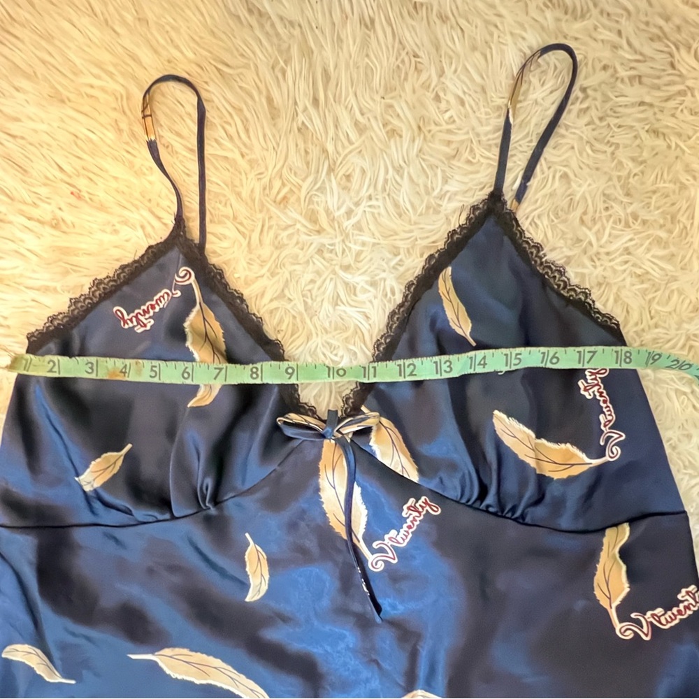 Shein  Lace Feather Print Satin Cami PJ Set 2XL - Picture 9 of 9